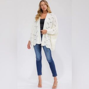 Women’s Open-Knit Ivory Cardigan